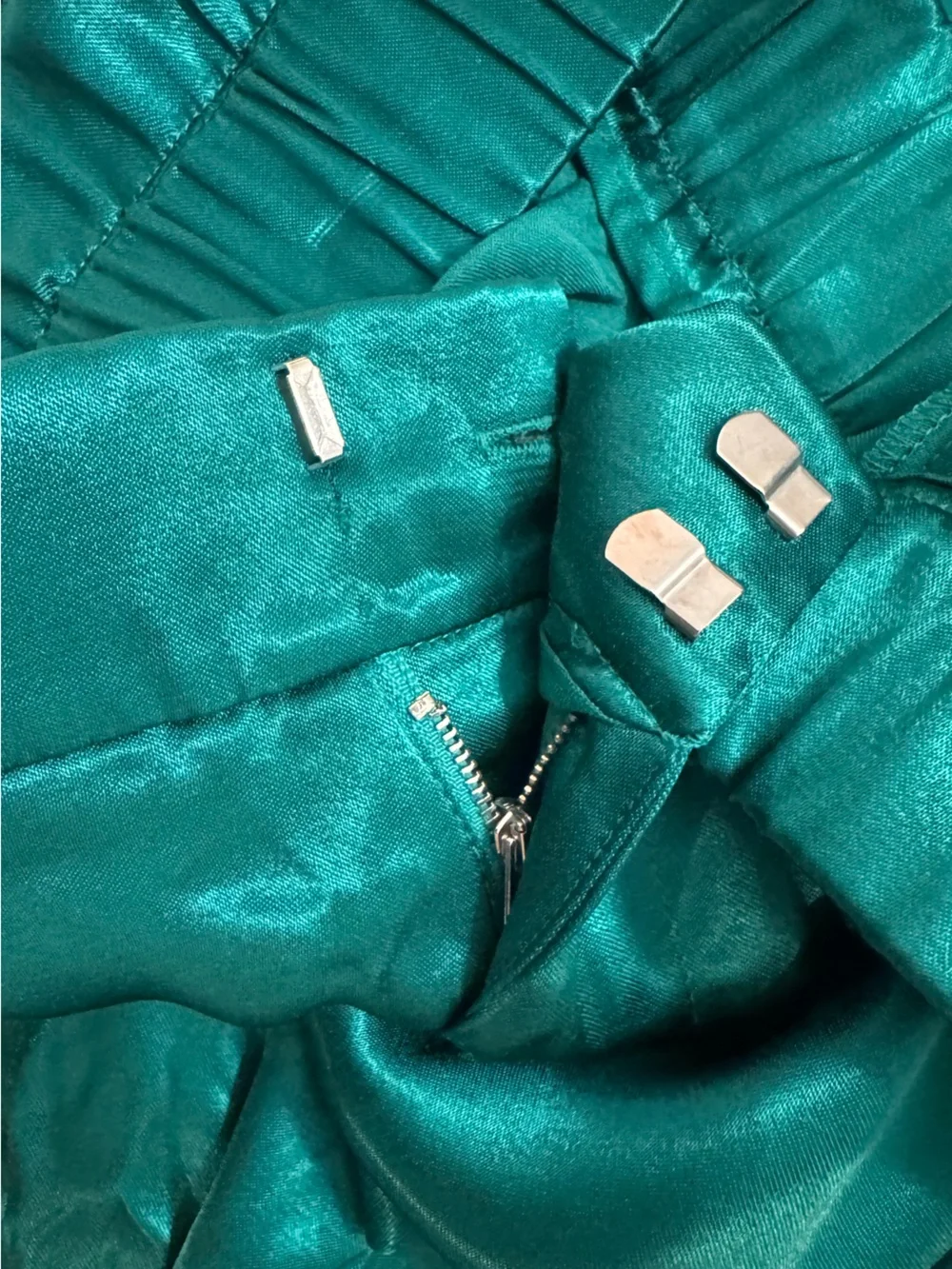 Freepeople Satin Palazzo Good days trouser  Emerald Green WideLeg Highrise sizeS